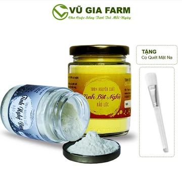 Combo Tinh Bột Nghệ + Tinh Nghệ Đen - Nguyên Chất Vũ Gia 100g + Tặng Cọ Quét