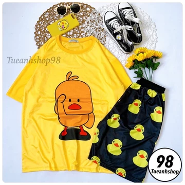SET BỘ VỊT VÀNG - NHIỀU MẪU Set bộ đùi cartoon hoạt hình áo 3D + Quần đùi - Set bộ quần áo nữ Unisex Freesize 38-70kg