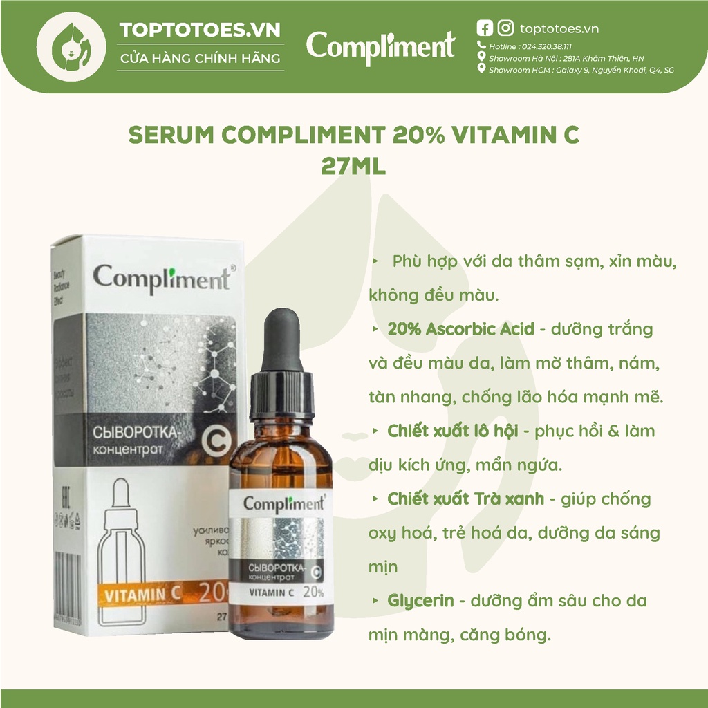 Tác dụng của Serum Compliment Vitamin C 20% là gì?
