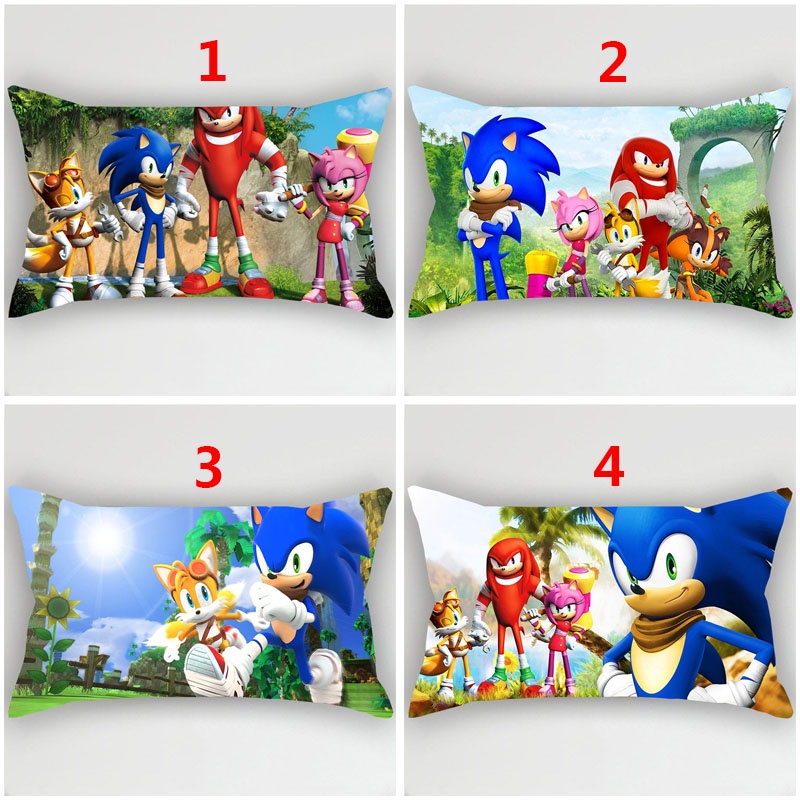 Vỏ bọc gối hình chữ nhật in hình Sonic The Hedgehog 50x30cm chất lượng cao