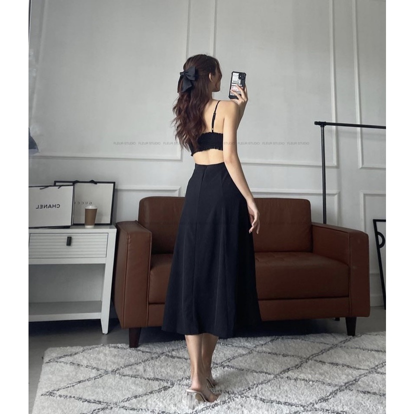 ĐẦM HAI DÂY ĐEN CUT OUT LƯNG XINH XẮN - PHELINA DRESS