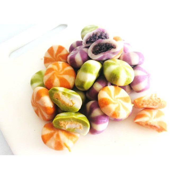 500g viên bánh bao thả lẩu nhân trứng tôm_màu vàng