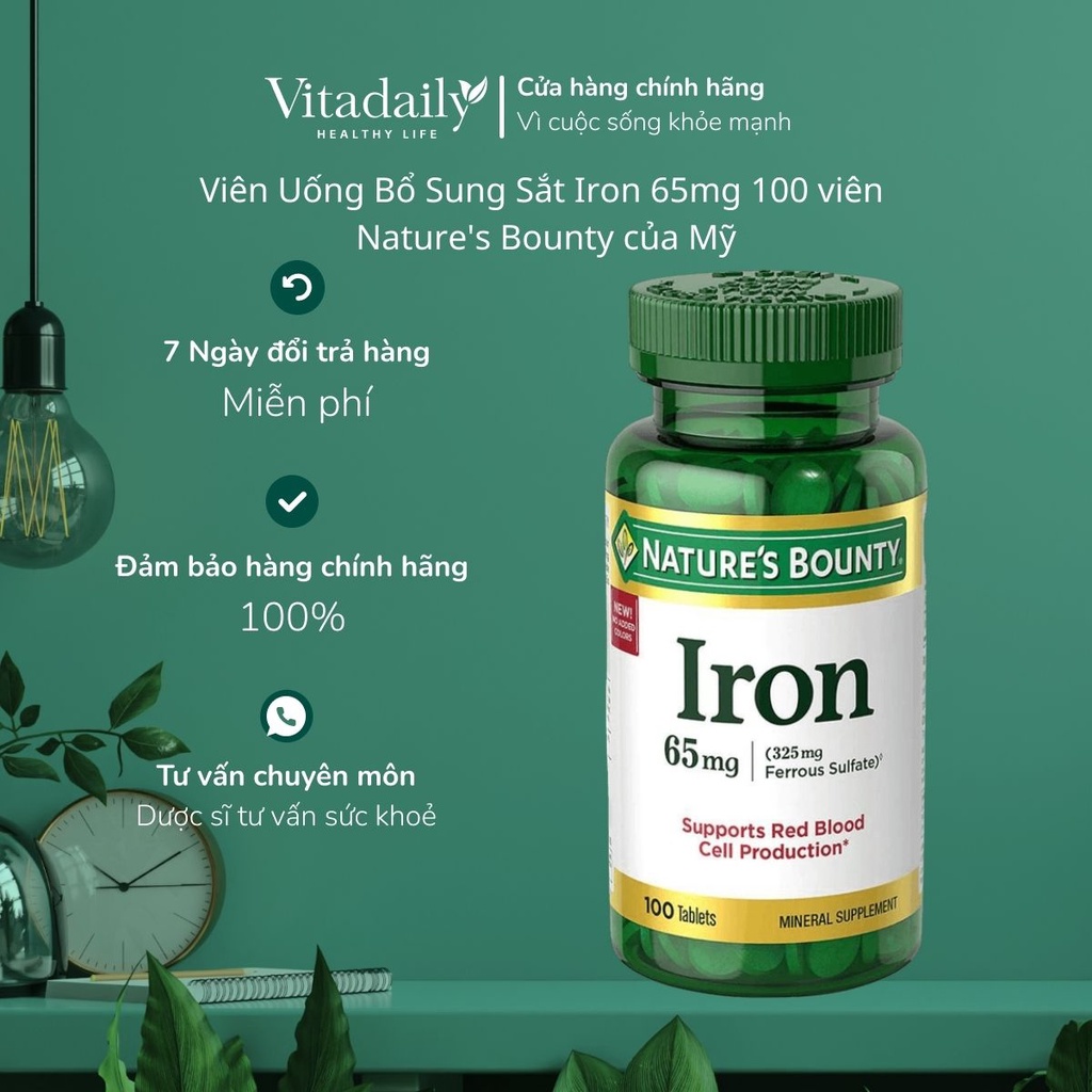 Viên Uống Bổ Sung Sắt Nature's Bounty Iron 65mg 100 Viên | Shopee Việt Nam