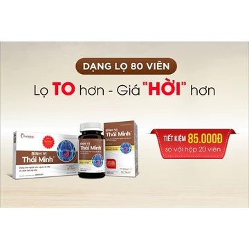 Viên Uống Bình Vị Thái Minh Hỗ Trợ Giảm Acid Dịch Vị & Bảo Vệ Niêm Mạc Dạ Dày Lọ 80 Viên Tiết Kiệm 85.000