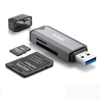 Đầu đọc thẻ nhớ đa năng SSK SCRM390 TypeC & USB 3.0 - đọc thẻ SD/TF Card (Xám)