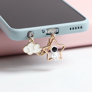 Nút Bịt Cổng Sạc Tai Nghe type-c Chống Bụi Hình Phi Hành Gia Mặt Trăng Ngôi Sao Cho Điện Thoại Di Động Android