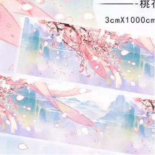 Băng dính trang trí Washi tape mẫu đặc biệt hoa đào, tường thành đêm, hoa bỉ ngạn, đèn lồng...