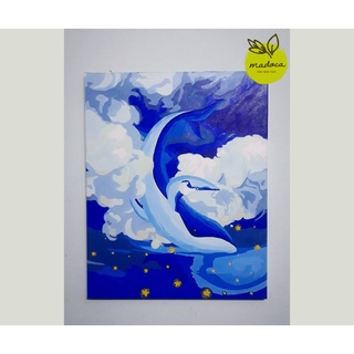 [TỔNG HỢP TRANH] Tranh tô màu số hóa Madoca có khung 40x50cm Cá Heo Xanh