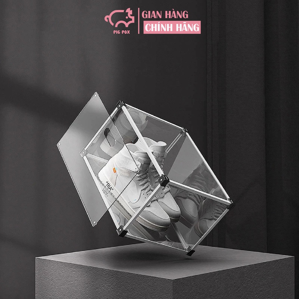 Ảnh Hộp đựng giày cửa ngang khung kim loại trong suốt 360 độ PIG POX Sneaker Box 1
