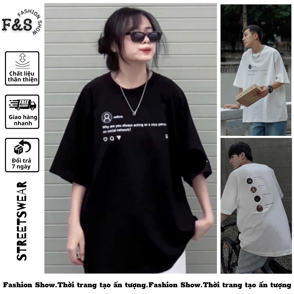 Áo thun tay lỡ unisex SADTAGRAM TEE - Áo phông F&S nam nữ form