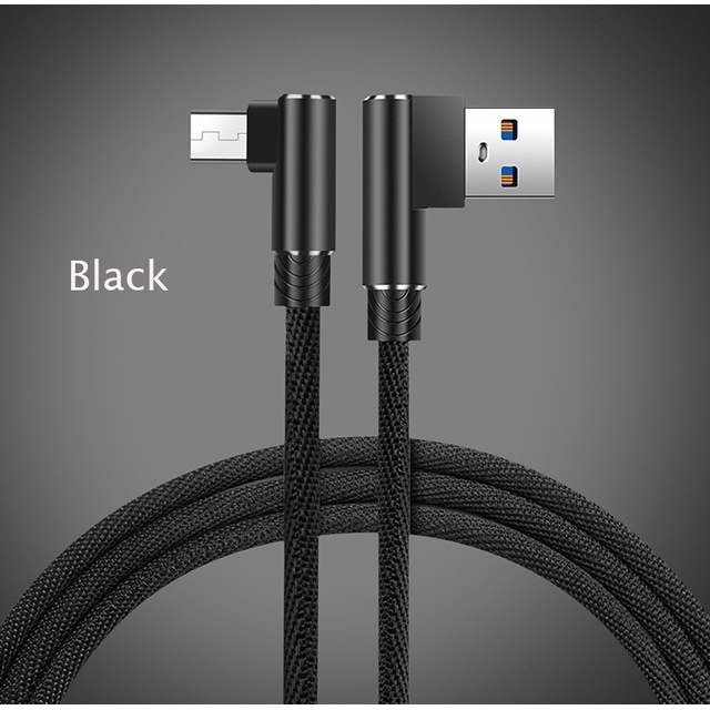Dây cáp sạc nhanh và truyền dữ liệu Type-C Micro USB dài 1M góc 90 độ cho For iPhone OPPO Xiaomi