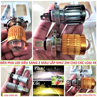 ĐÈN LED PHA XE MÁY SIÊU SÁNG 2 MÀU CỐT VÀNG PHA TRẮNG LẮP CÁC LOẠI XE
