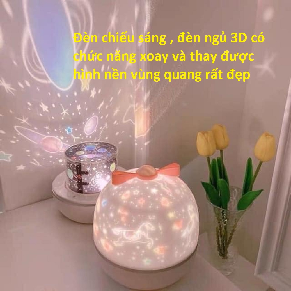 Đèn ngủ hoặc đèn trang trí trong phòng có chức năng chiếu sáng lên trần nhà trang trí nhiều mầu sắc và hình ảnh