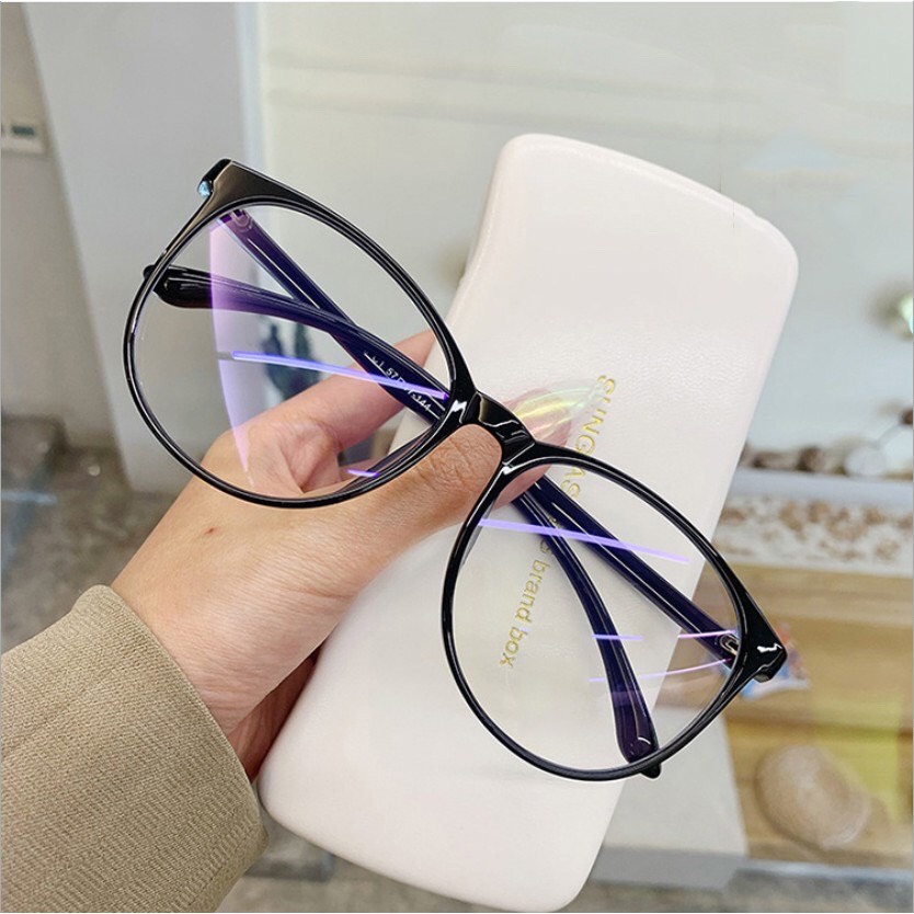 Kính mắt thời trang nam nữ mắt kính không độ gọng tròn chống tia UV phong cách Hàn Quốc đẹp giá rẻ HANASO 068