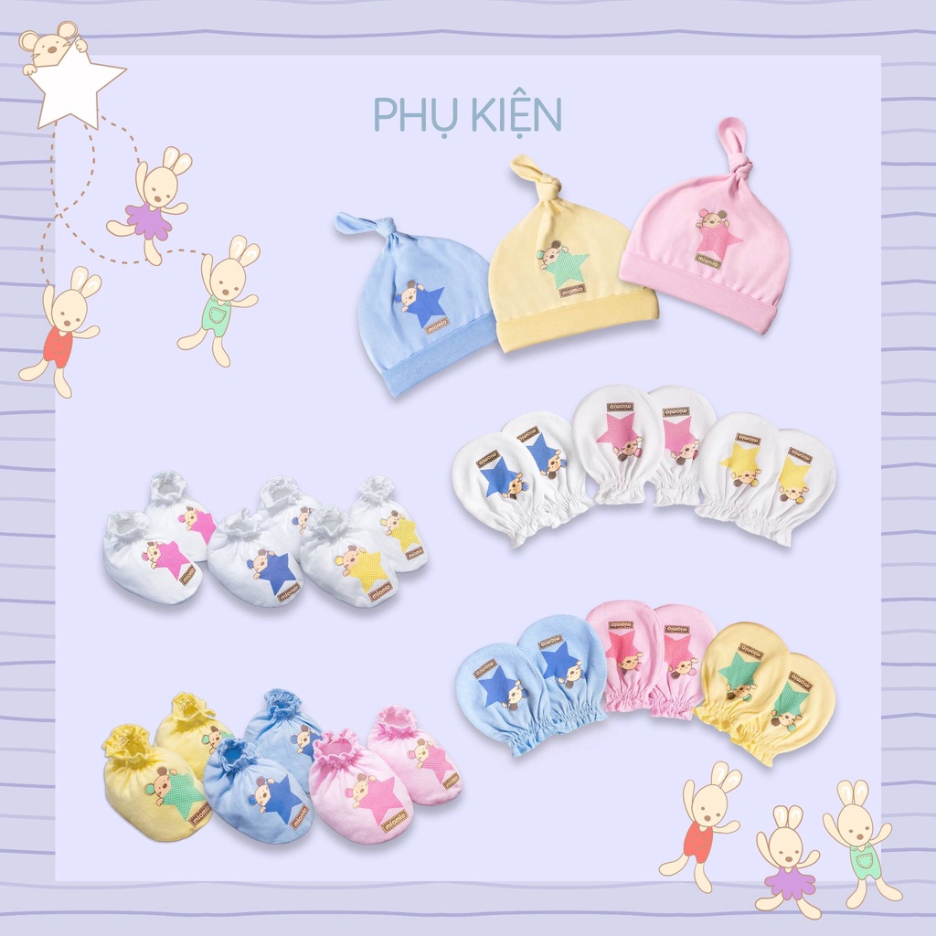 Mô tả Bao Tay Sơ Sinh Bèo, Bao Chân Bèo, Nón Sơ Sinh MIOMIO - In Hình Cho Bé Trai, Bé Gái, Vải Cotton - 1
