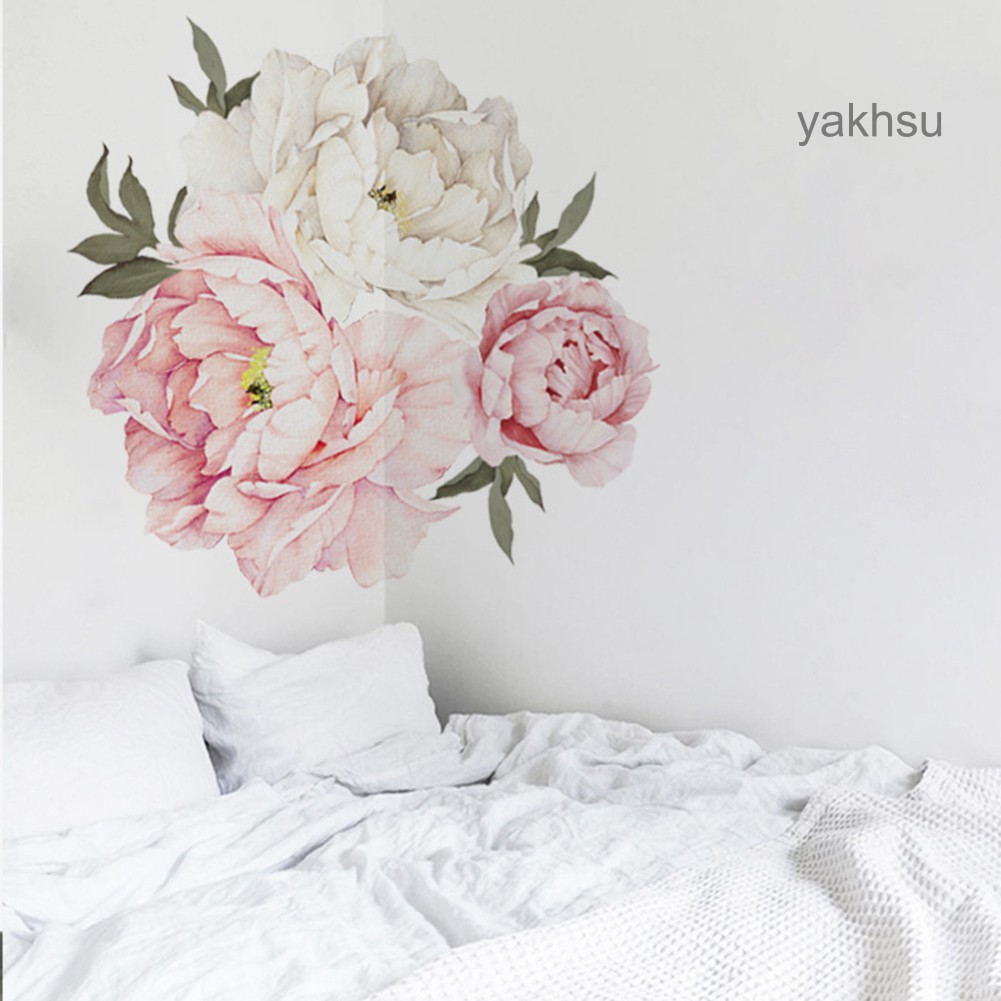 HY.qt.Peony Hoa PVC Dán Tường DIY Nhà Phòng Khách Phòng Ngủ Đề Can Trang Trí
