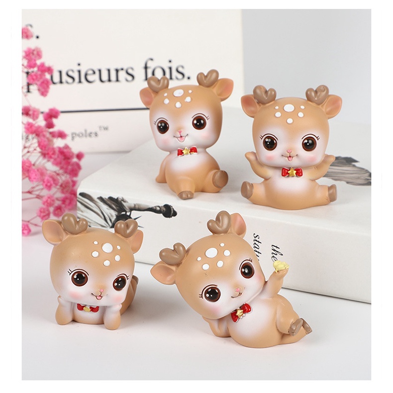 Decor những chú Hươu đáng yêu trang trí taplo ô tô, phụ kiện xe hơi sáng tạo, hoặc để bàn làm việc có tặng kèm sáp thơm