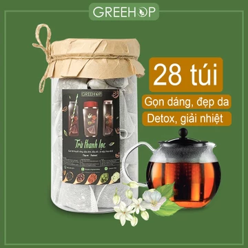 Trà thanh lọc [đậu đen - đậu đỏ - gạo lứt] rang sẵn thủ công GreeHop kết hợp lá nếp hoa nhài giúp thanh nhiệt, giải độc