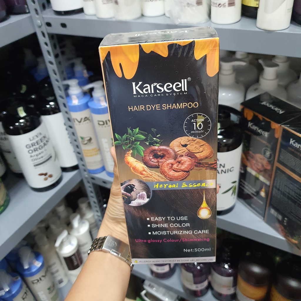 Dầu Gội Phủ Bạc Karseell Maca Essence 500ml | Hỗ Trợ Lên Màu Đen/Nâu, Che Tóc Bạc Tại Nhà.