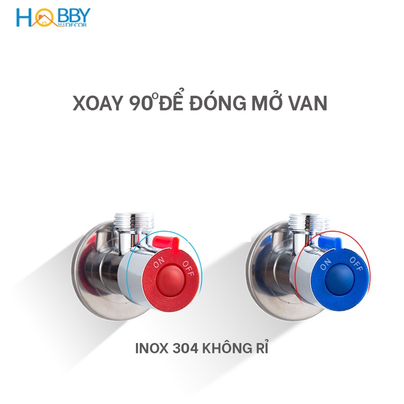 Combo 2 van nóng lạnh xanh đỏ cho sen vòi inox 304 Hobby home decor CNTXD