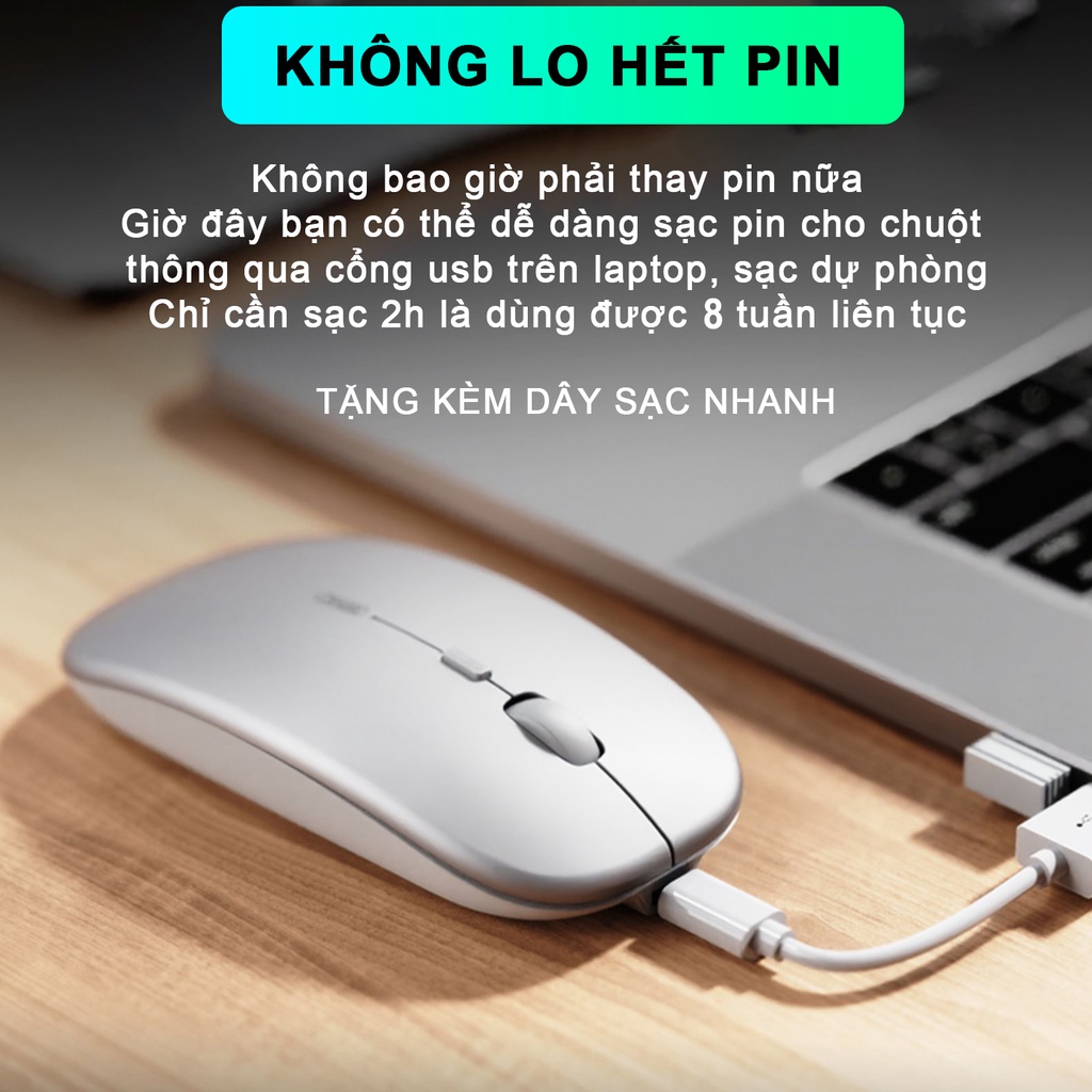 Chuột máy tính bluetooth không dây SIDOTECH INPHIC M1P tắt tiếng chống ồn pin sạc lần laptop tablet mabook văn phòng | BigBuy360 - bigbuy360.vn