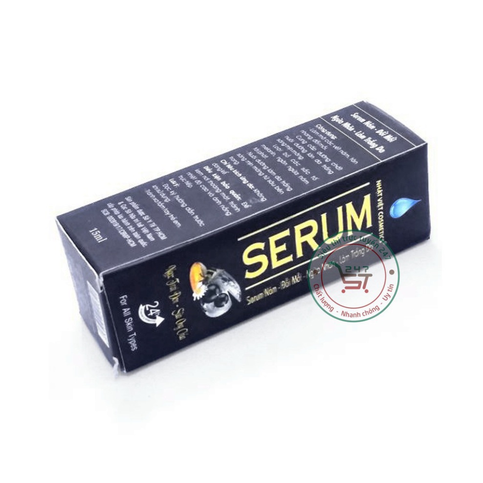 Serum Nám Tàn nhang Ngừa nhăn Đồi mồi Trắng da Ngọc Trai Đen Sữa ong chúa Nhật Việt 20ml (Đen)