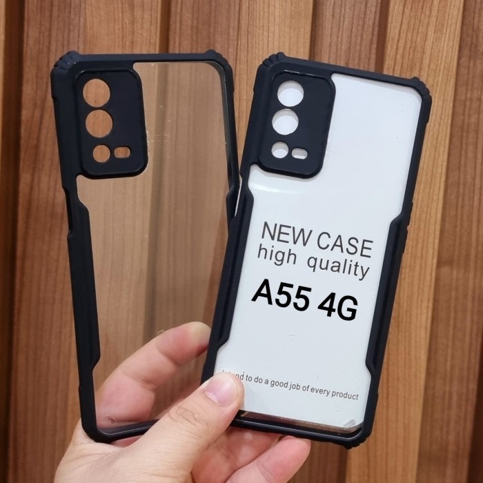 Ốp lưng 2in1 Oppo A55 4G Chống sốc Fusion Armor Vỏ cứng trong suốt Kính cường lực bảo vệ màn hình