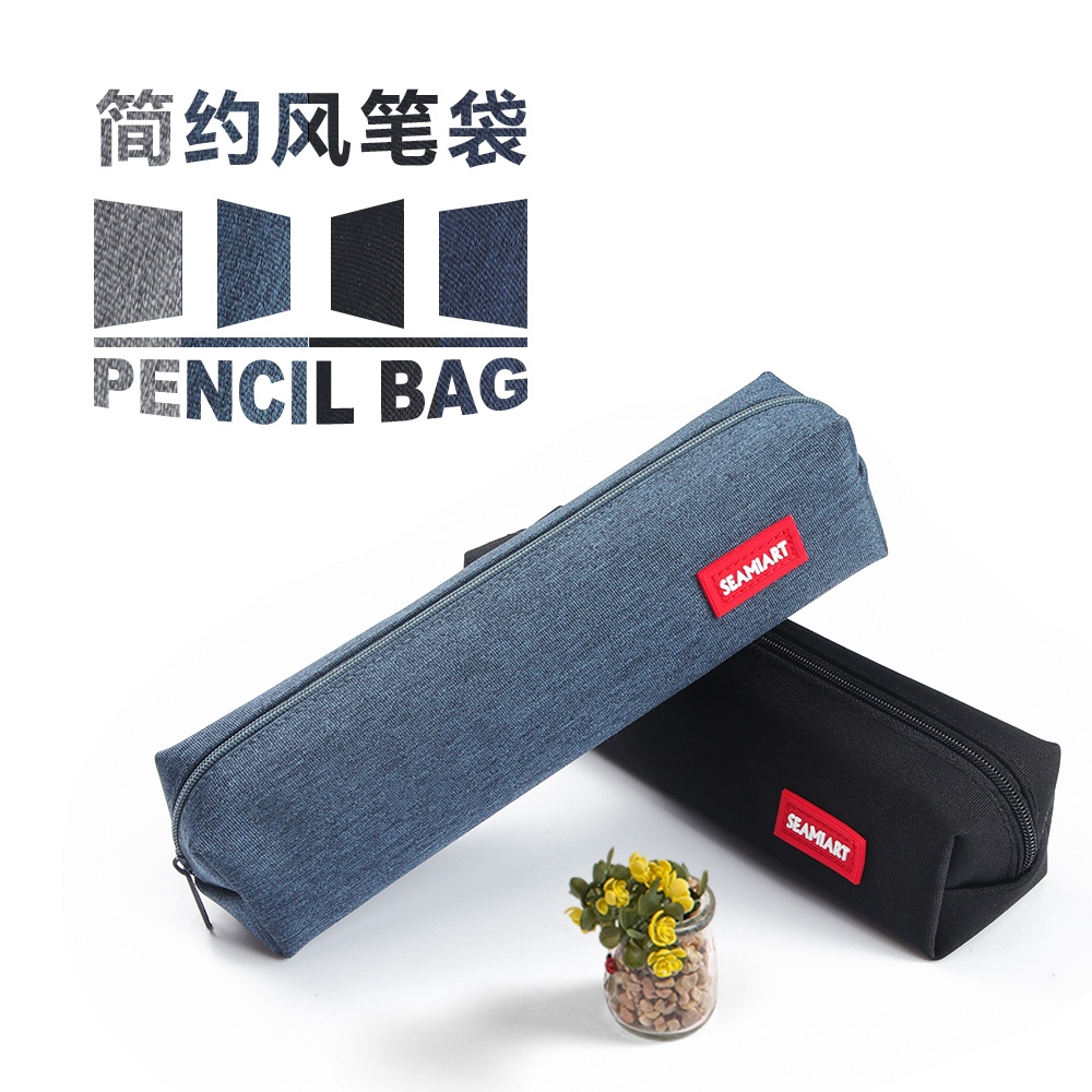 Ảnh Túi đựng bút SEAMIART mini màu sắc đơn giản có khóa kéo tiện dụng cho văn phòng/trường học 2