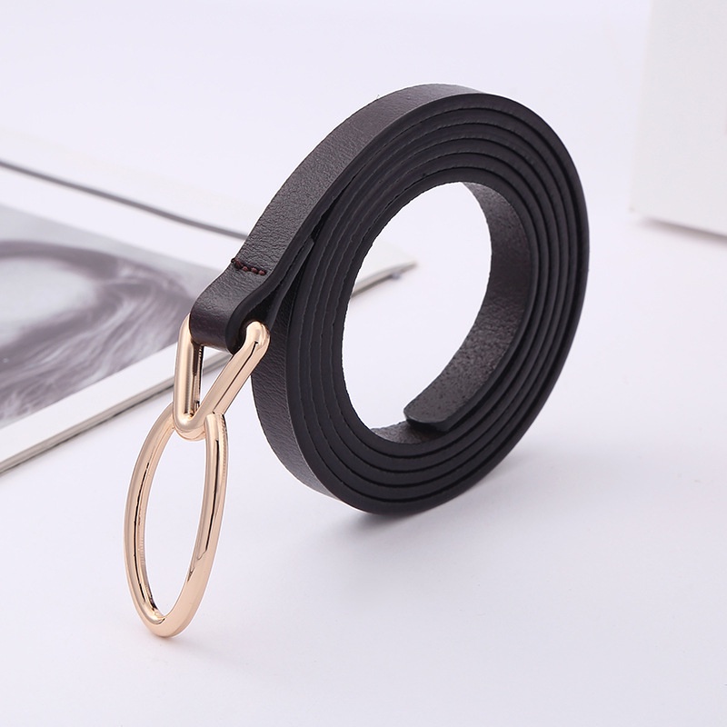 Thắt lưng, dây nịt nữ, bản nhỏ, da thật, khóa thắt không dùng lỗ, hình oval W20
