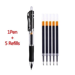 Bút Ngòi 0.5mm Màu Đen / Đỏ / Xanh Dương Kèm 5 Ruột Bút Thay Thế