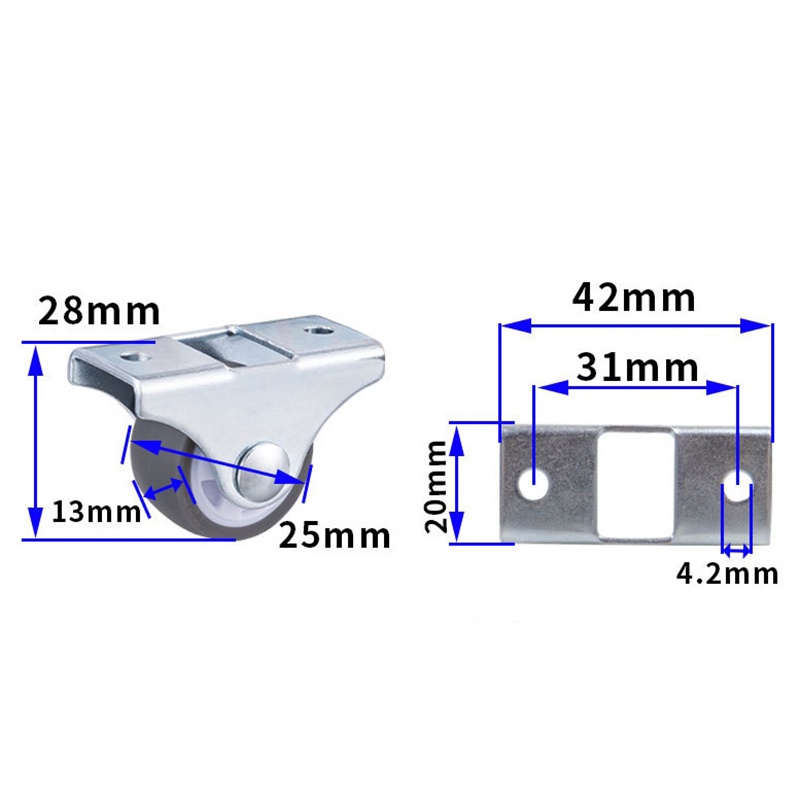 Set 8 bánh xe lăn 1 inch bằng TPE không trượt nhẹ nhàng và êm ái