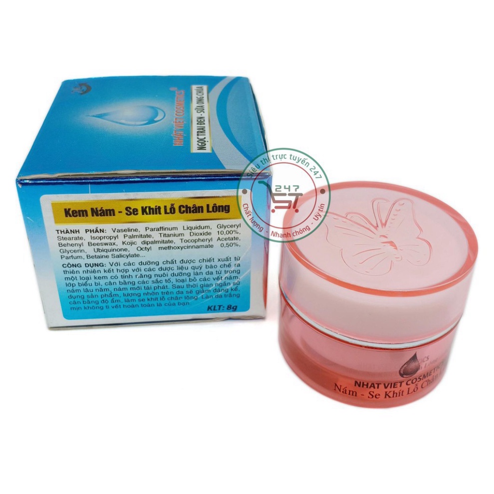 Kem Nám Tàn nhang giảm Nhờn Se khít lỗ chân lông Ngọc Trai Đen sữa ong chúa Nhật Việt V4 8g (Xanh dương-Xám)