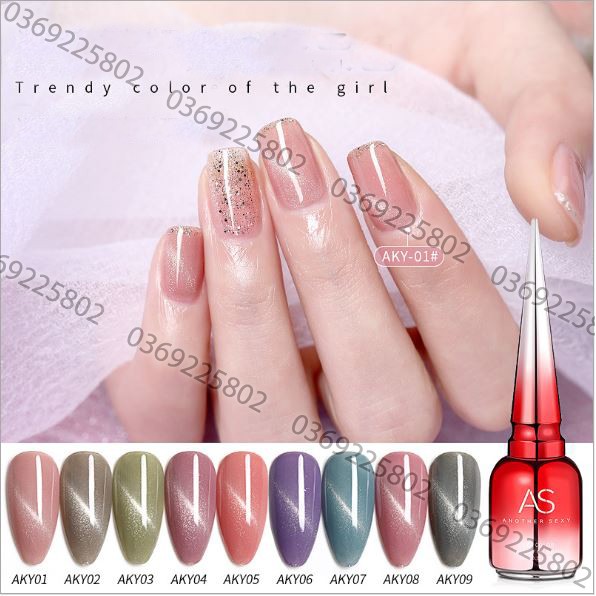 [Thanh lý đổi bảng màu] Sơn gel AS mắt mèo MÀU MỚI mã AKY 9 chai đỏ nhọn 15ml siêu HOT siêu xịn