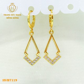 Bông Tai, Khuyên Tai Nữ Dáng Dài Xi Mạ Vàng Non Cao Cấp - Trang Sức Hava Hong Kong - HVBT119