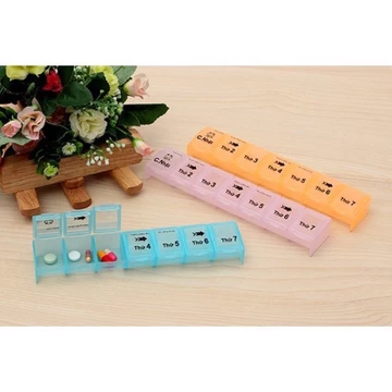 Hộp chia thuốc theo tuần, chia thuốc theo ngày (màu ngẫu nhiên)