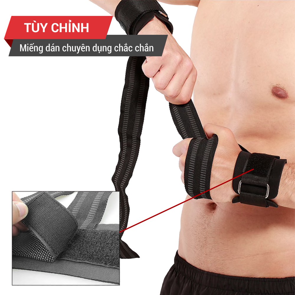 Dây kéo lưng tập gym Lifting Straps kết hợp quấn cổ tay GoodFit GF731LS dây kéo hỗ trợ Deadlift