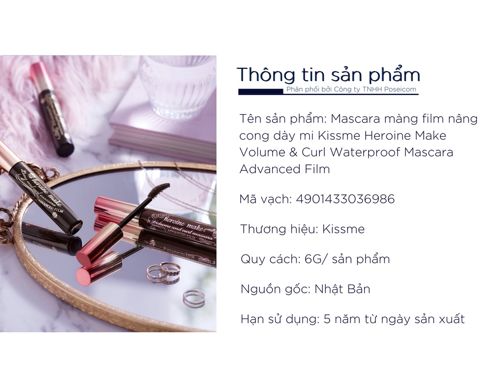 Mô tả Mascara màng film nâng cong dày mi Kissme Heroine Make Curl Waterproof Mascara Advanced Film 6G - 1