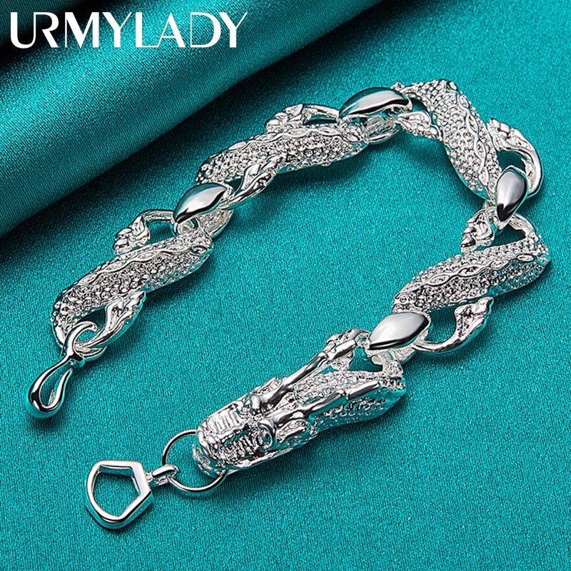 URMYLADY Bạc 925 Vòng Tay Rồng Vòng Tay Vòng Tay Cho Nam Nữ Trang Sức Lễ Kỷ Niệm Tiệc Quà Tặng Giáng Sinh