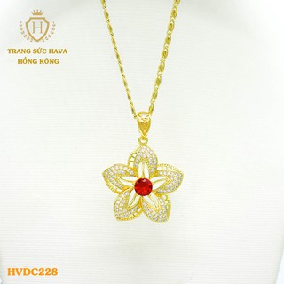 Dây Chuyền, Vòng Cổ Nữ Mặt Đính Đá, Titan Xi Mạ Vàng Non 24k Cao Cấp - Trang Sức Hava Hong Kong