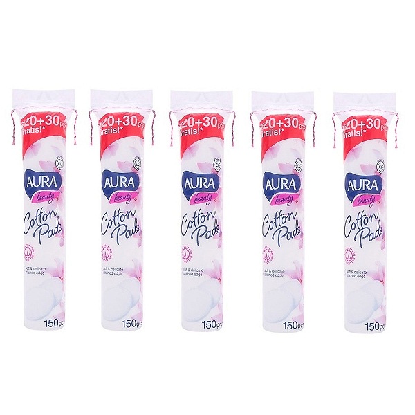 Ảnh Combo 5 gói bông tẩy trang Aura Beauty Cotton Pads 150 miếng (5x150) 4