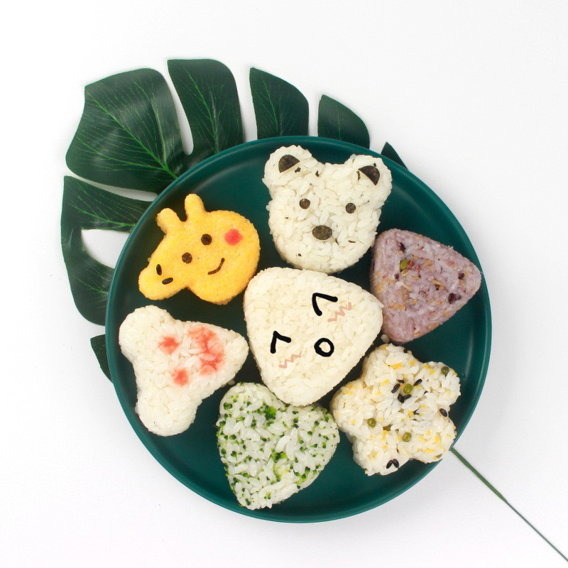 Khuôn làm cơm, khuôn làm sushi origini khuôn ăn dặm cho bé - Sét 6 khuôn cơm silicon ngộ nghĩnh