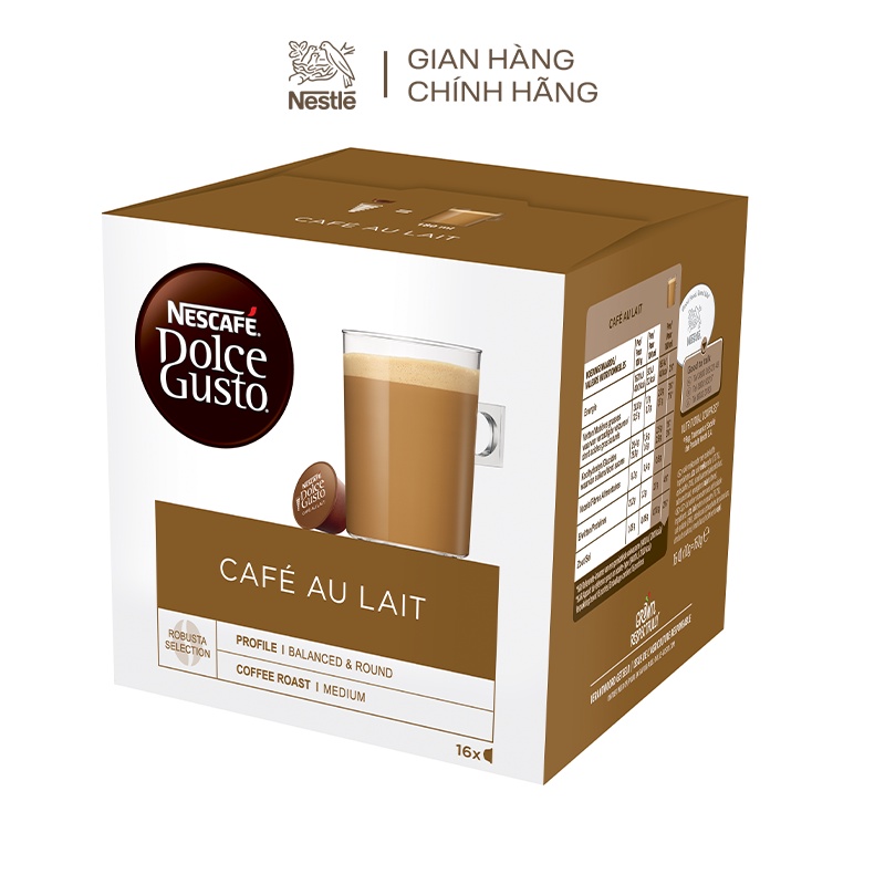 Cà phê sữa Nescafé Dolce Gusto - Café Au Lait hộp 144g (16 viên nén)
