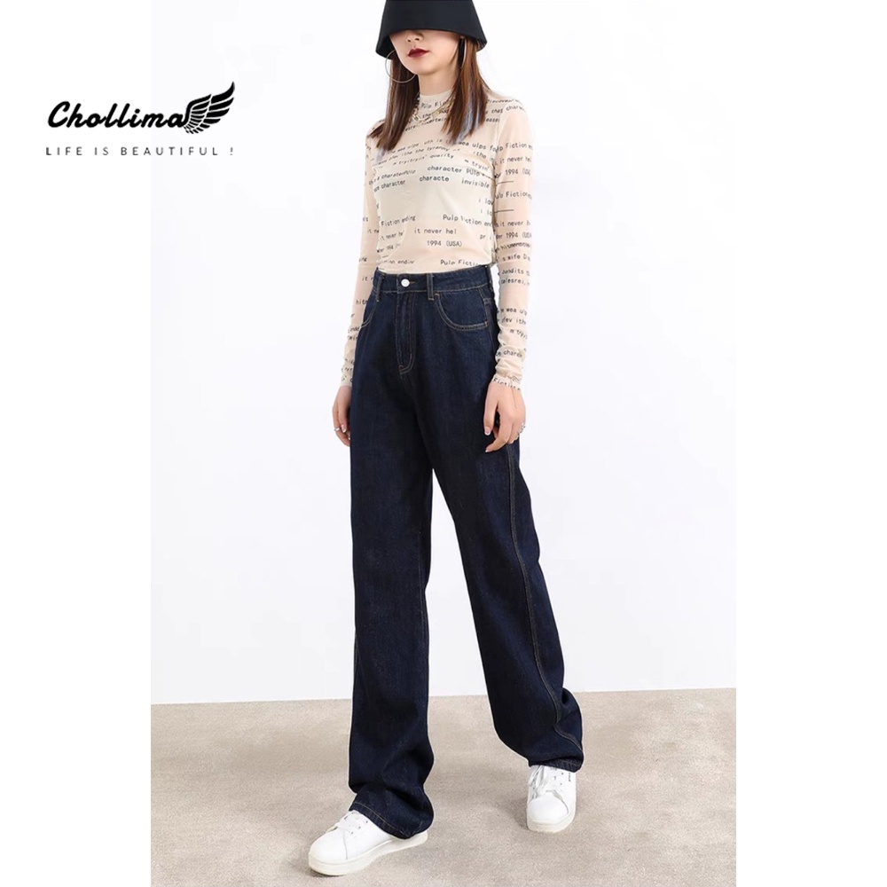 Ảnh Quần jeans nữ Chollima ống rộng SIMPLE JEAN Unisex vải jean cao cấp chất đẹp QD049 1