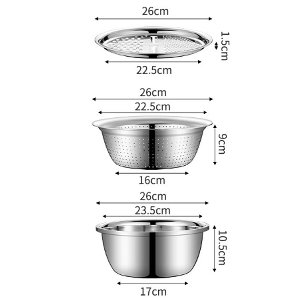 Bộ Nạo Rau Củ Quả Inox cao cấp,Rổ nạo rau củ đa năng,tiện lợi dùng nhà bếp