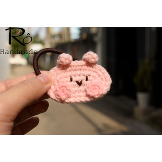 Dây buộc tóc thỏ hồng dễ thương cho nữ và bé gái 5.5cm |Cột tóc len Handmade cute |Shop Rô Handmade