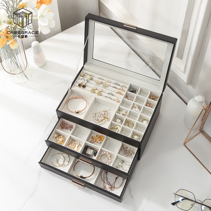 Hộp trang sức cỡ lớn CASEGRACE chống bụi bẩn đựng đồng hồ/trang sức tiện lợi