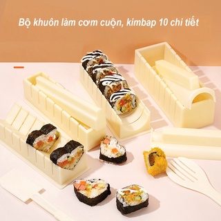 Bộ 10 Khuôn Làm Cơm Cuộn Lá Rong Biển Kimbap - Dụng Cụ Làm Sushi Nhựa Cao Cấp Hình Tim,Tròn,Chữ Nhật