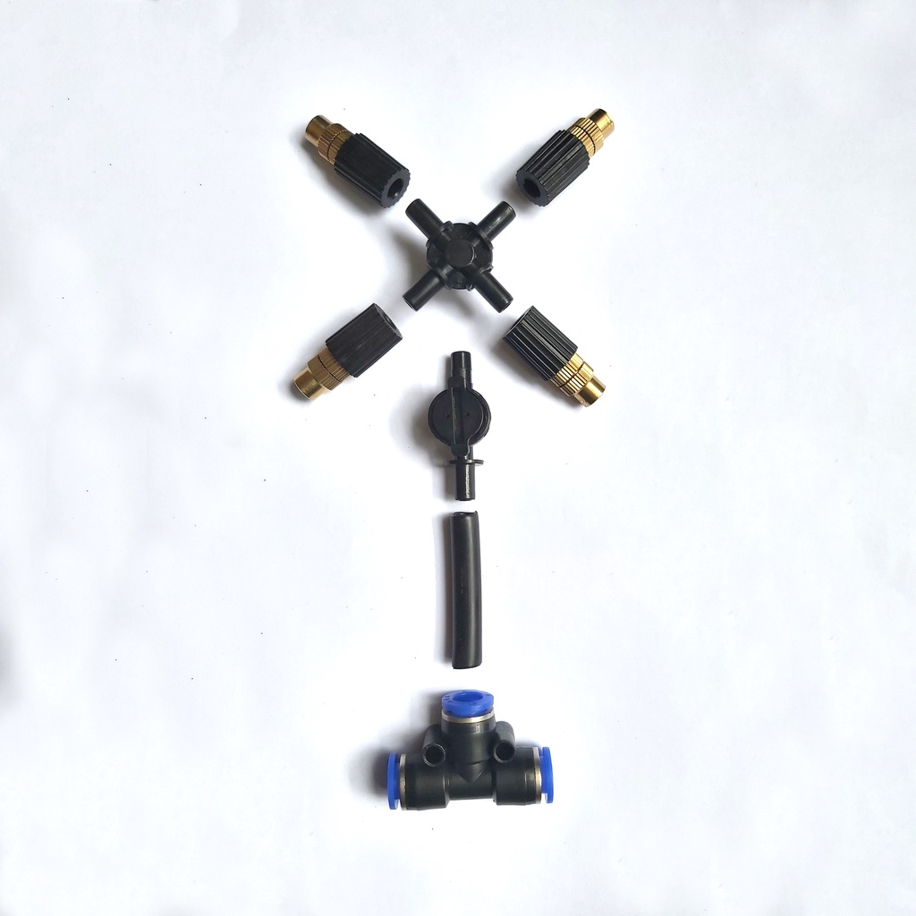 Béc phun sương 4 hướng đầu đồng (Tùy chọn loại chân nối) nối 8mm, 6mm, nối ren 21mm....