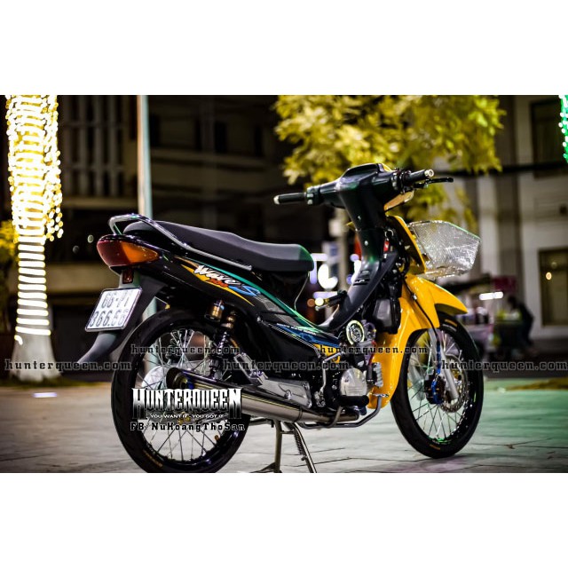 Tem rời dán xe Wave nhỏ đen vàng. Decal màu sắc nổi bật cá tính. Chống nước bền màu