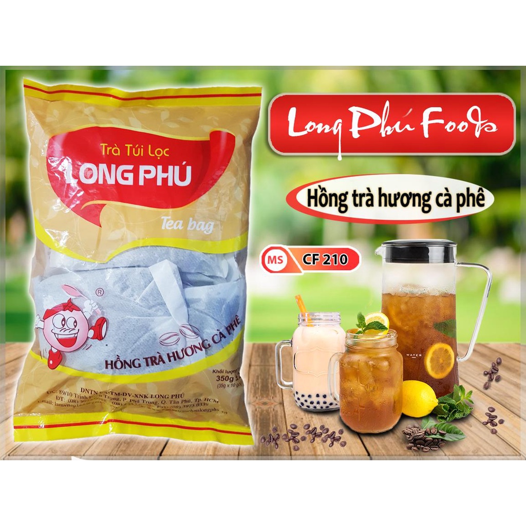 Hồng Trà Cà Phê LONG PHÚ Gói 350gr (35gr*10) - Nguyên Liệu Trà Sữa, Vị Đậm Đà, Lưu Hương Lâu.